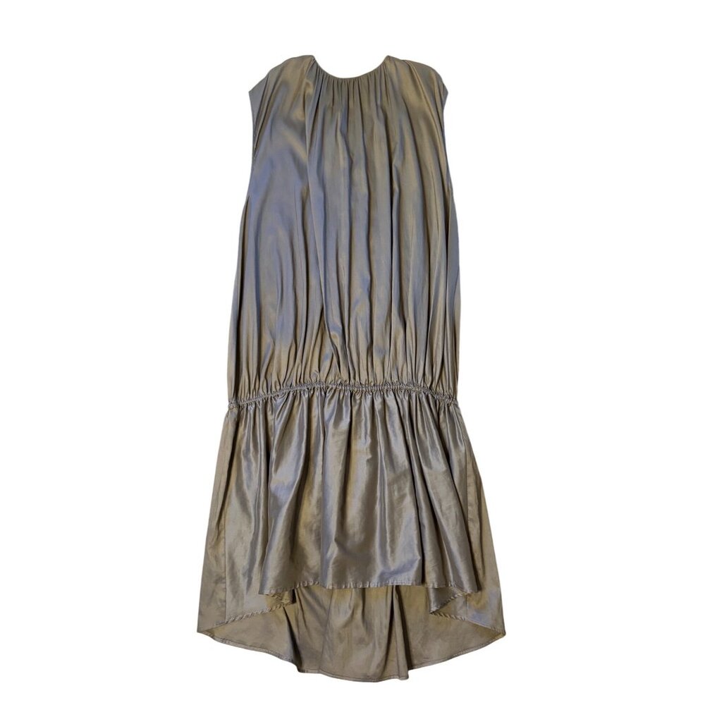 $490 Toteme L XL Pretoria Maxi Dress Green Drop Waist Lagenlook Party Wedding - Picture 6 of 13